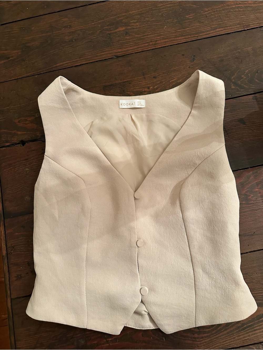 Kookai Cream Sleeveless Textured Vest